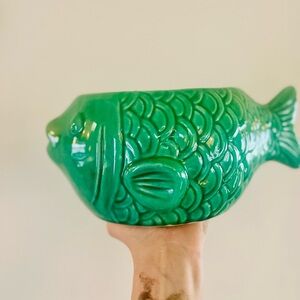 VTG Mid Century Modern Fish Japanese Boho Eclectic Maximalism Planter Decor